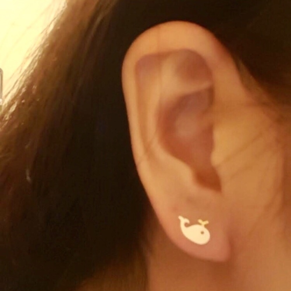 Sterling Silver Whale Stud Earrings